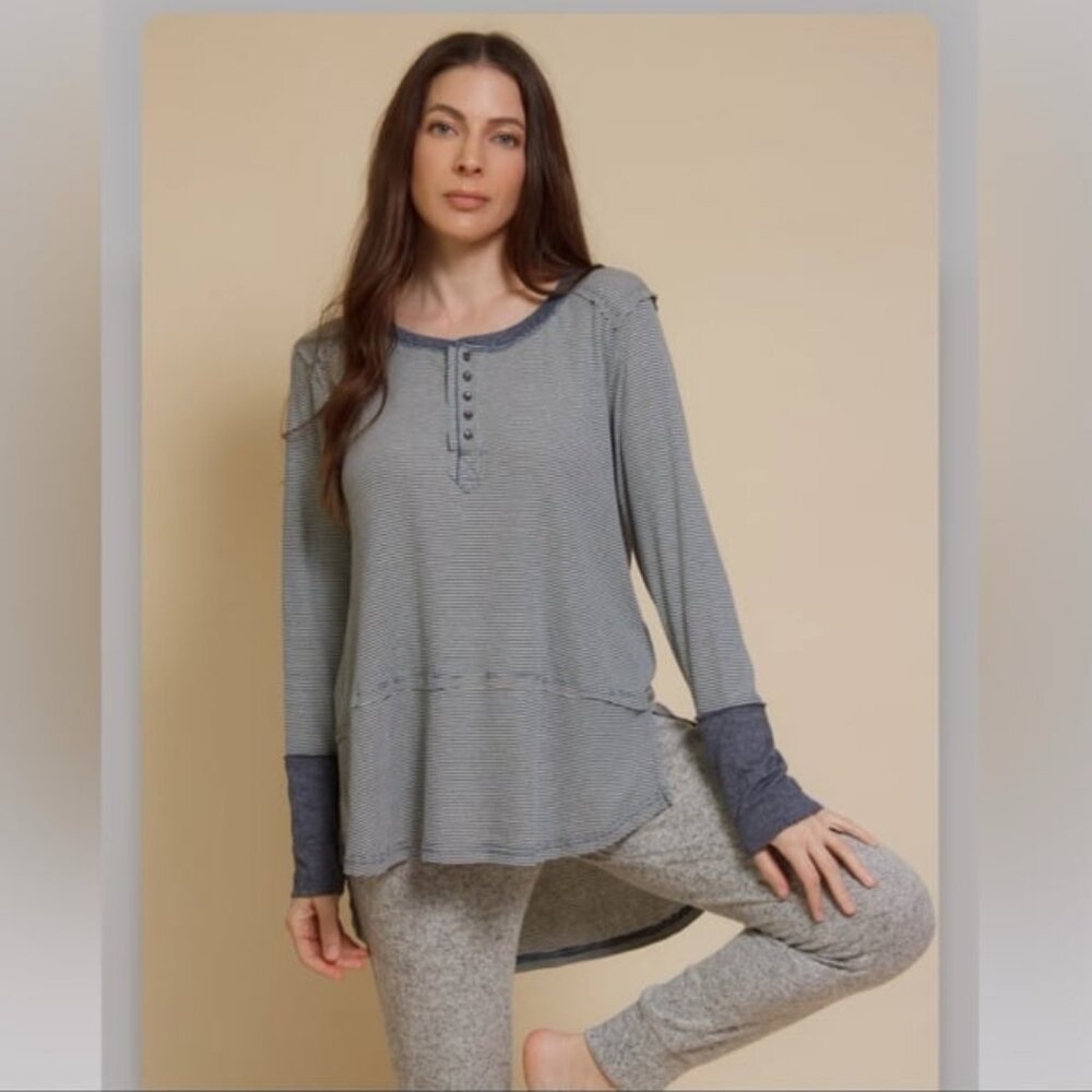 Umgee Striped Henley Top